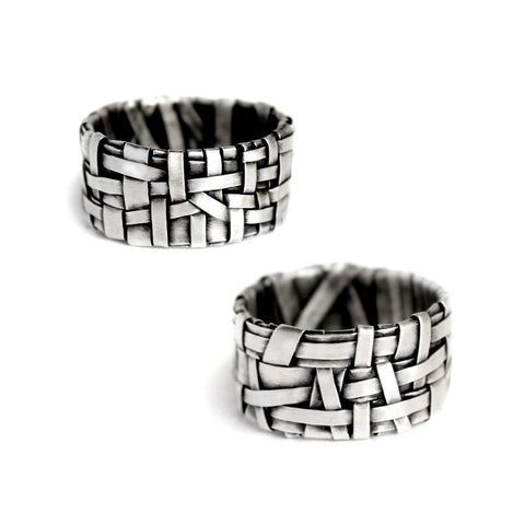 alternative same-sex wedding rings handcrafted in oxidised silver by jewellery designer gurgel-segrillo, love is love