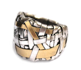 woven ring band handcrafted in silver and gold by contemporary jewellery designer-maker P Gurgel-Segrillo