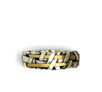 shop online unique ring woven in silver and gold by contemporary jewellery designer gurgel-segrillo 
