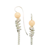 silver spiral earrings handcrafted in silver and peach agate - art jewellery by artist gurgel-segrillo