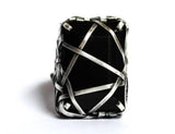 black agate and silver ring handcrafted by jewellery designer-maker P Gurgel-Segrillo