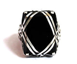 onyx black agate and silver ring handcrafted by jewellery designer-maker P Gurgel-Segrillo