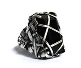 black agate and silver ring handcrafted by jewellery designer P Gurgel-Segrillo