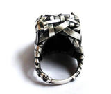 black agate and silver ring handmade by jewellery designer-maker P Gurgel-Segrillo