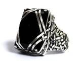 black agate and silver ring handcrafted by jewellery designer-maker P Gurgel-Segrillo