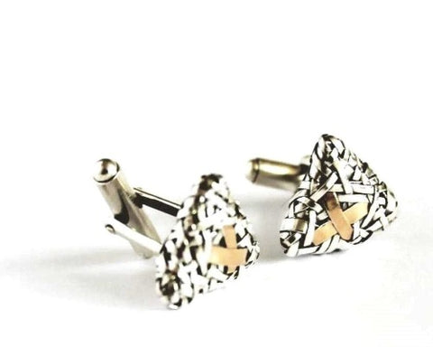 cufflinks woven in silver and gold by contemporary jewellery designer-maker P Gurgel-Segrillo