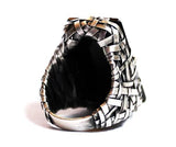 black agate and silver ring handcrafted by jewellery designer-maker P Gurgel-Segrillo