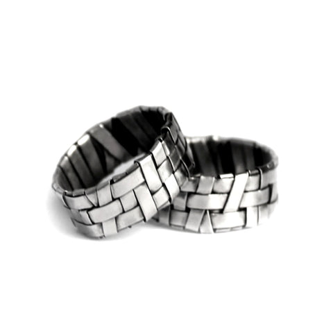 shop for wedding rings online - silver woven rings by jewellery designer gurgel-segrillo