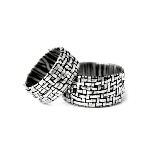 woven series partnership rings made to order by jewellery designer gurgel-segrillo handcrafted in silver