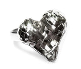 woven 3D heart ring , handcrafted in silver by contemporary jewellery designer gurgel-segrillo