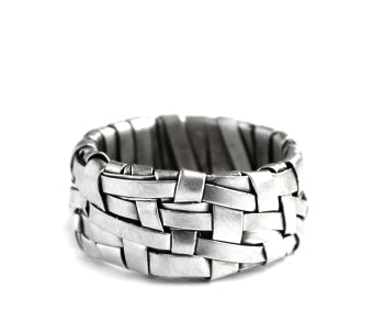 woven silver ring band handmade in silver by designer-maker P Gurgel-Segrillo