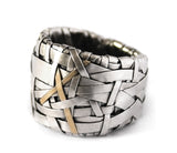 woven ring band handcrafted in silver and gold by contemporary jewellery designer gurgel-segrillo