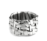 woven ring band handcrafted in silver created by gurgel-segrillo - art jewellery