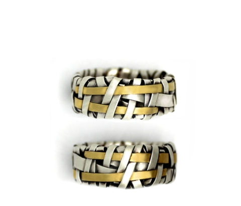 shop online woven wedding rings handcrafted in silver and gold by art jewellery designer gurgel-segrillo, love is love