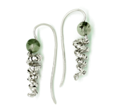 silver spiral earrings handcrafted in silver and rutilated quartz - art jewellery by artist gurgel-segrillo