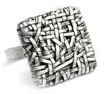 woven square ring thin weave, handcrafted in silver by contemporary jewellery designer gurgel-segrillo